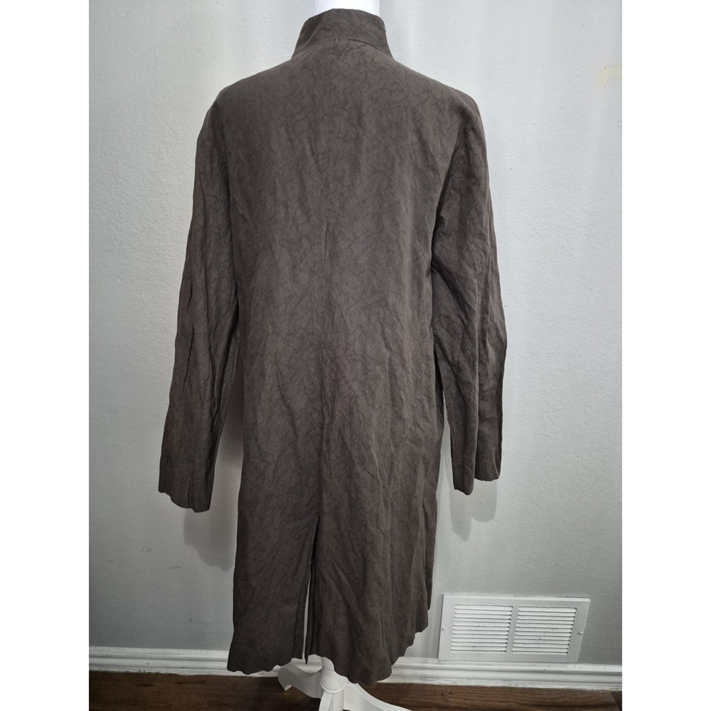 Eileen Fisher Womens Jacket Medium Brown Crinkle Snap Buttons‎ Pockets Long - Picture 7 of 16